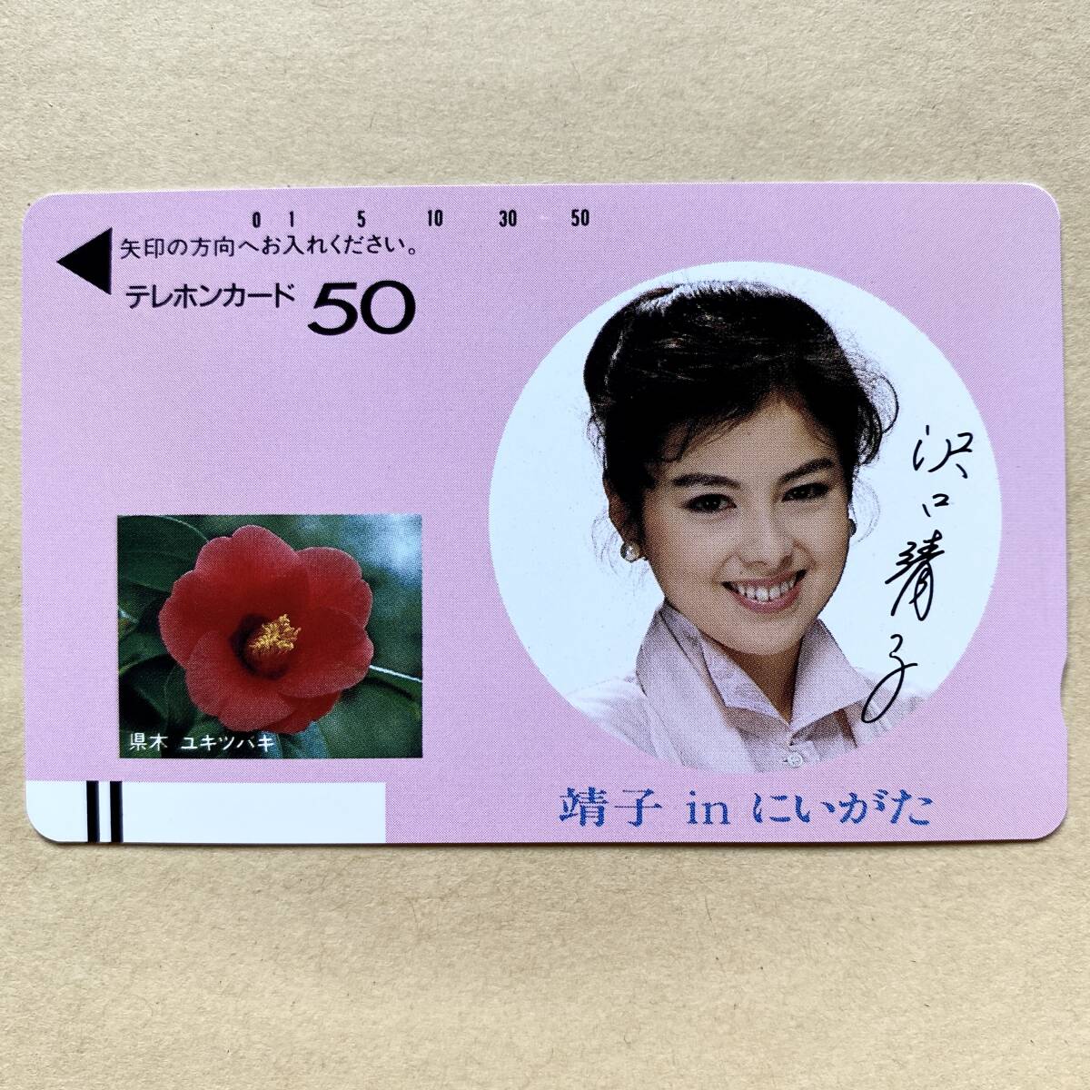 【未使用】 テレカ 50度 沢口靖子 靖子inにいがた ユキツバキ 花拍卖