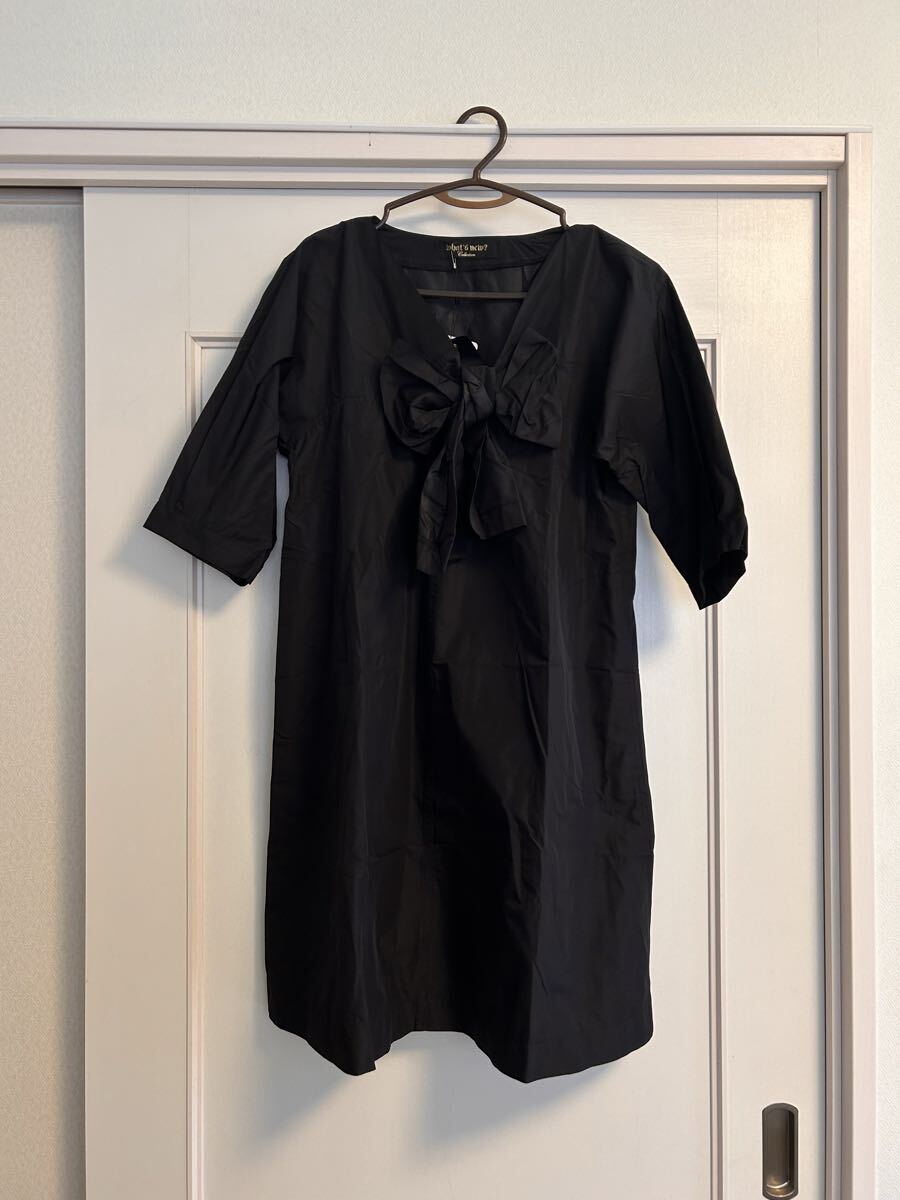 ブラック☆ 半袖カットソー チュニック☆新品サイズF☆定価1万8900円拍卖