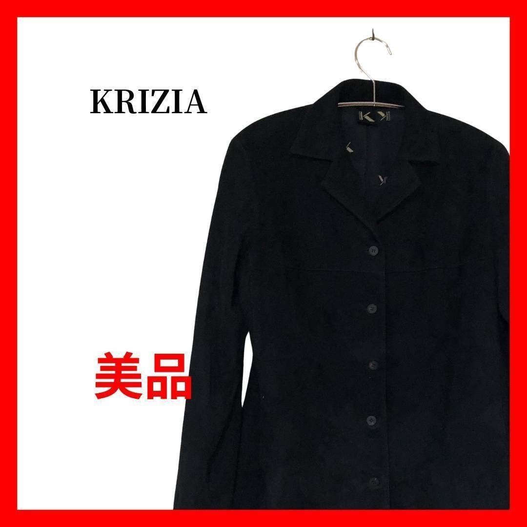 KRIZIA ムートン シャツジャケット S/M 黒 ブラック B1992拍卖