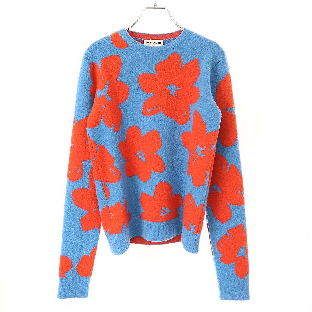 JIL SANDER ジルサンダー 24SS ウールブレンドフラワージャガードニットセーター J52GP0022 J14684 ブルー レッド 32 ITNAM78HVXNS拍卖