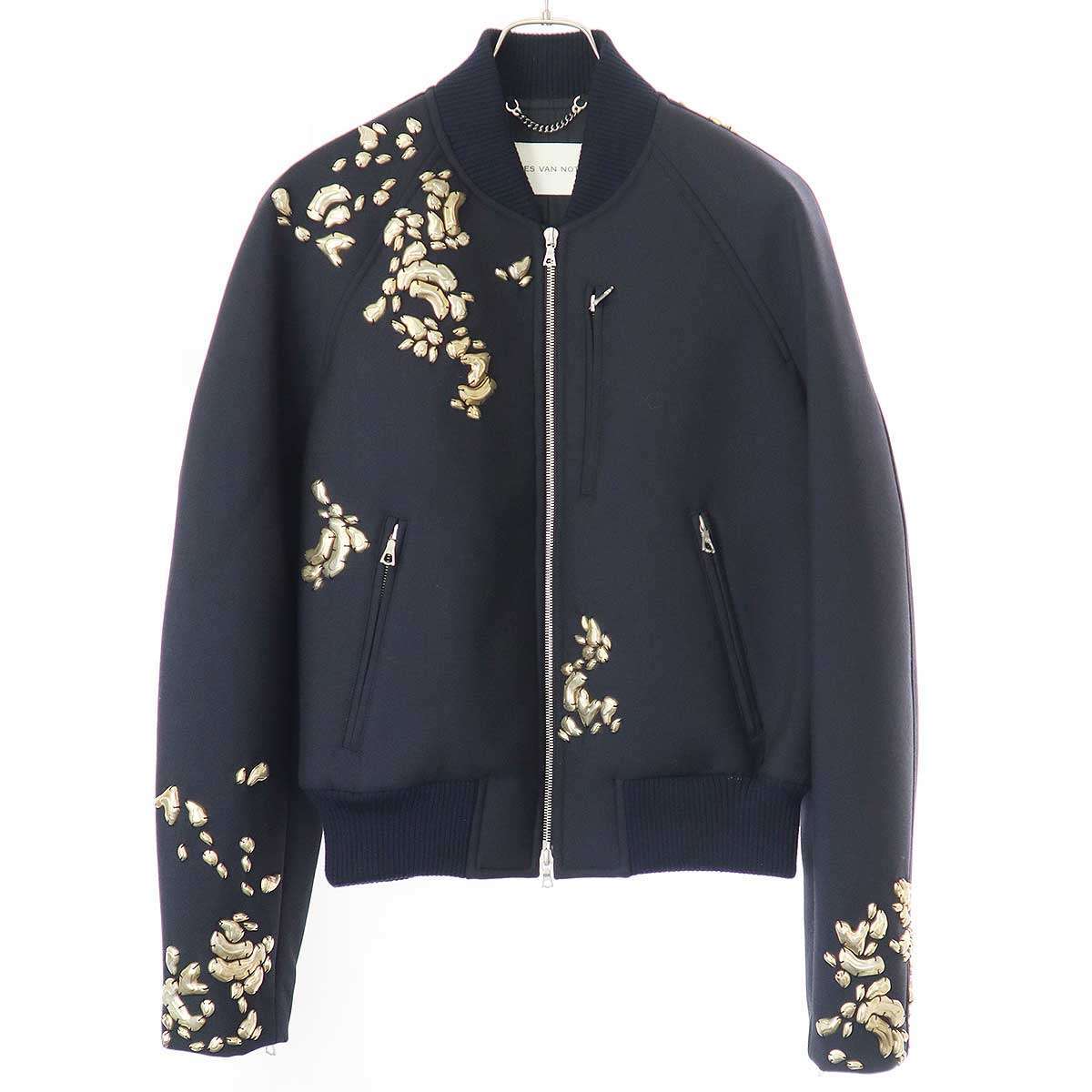 DRIES VAN NOTEN ドリスヴァンノッテン 25SS Embellished Bomber Jacket エンベリッシュ ボンバージャケット ネイビー S ITDDN7319B6Y拍卖