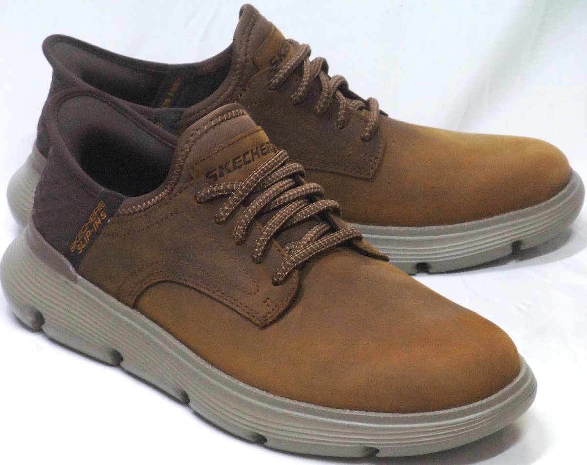 送料無料 スケッチャーズ GARZA-GERVIN スリップインズ ブラウン 27.0cm ハンズフリー スリッポン ビジネス カジュアル 紳士靴 205046 CDB拍卖