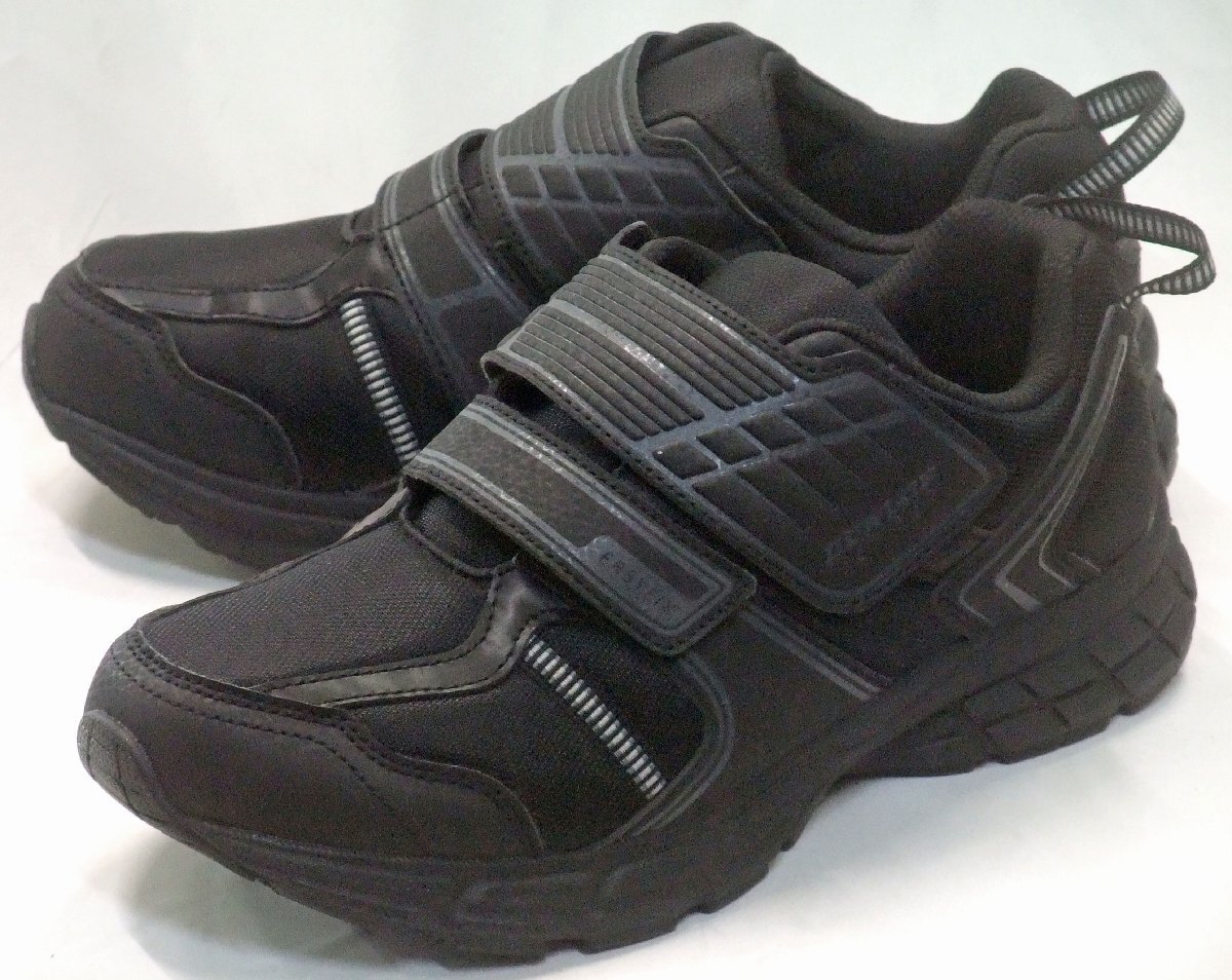 送料無料 ダンロップリファインド DM2012 ウォーキングシューズ ブラック 25.0cm 幅広4E 軽量 撥水 面ファスナー マジック スニーカー拍卖