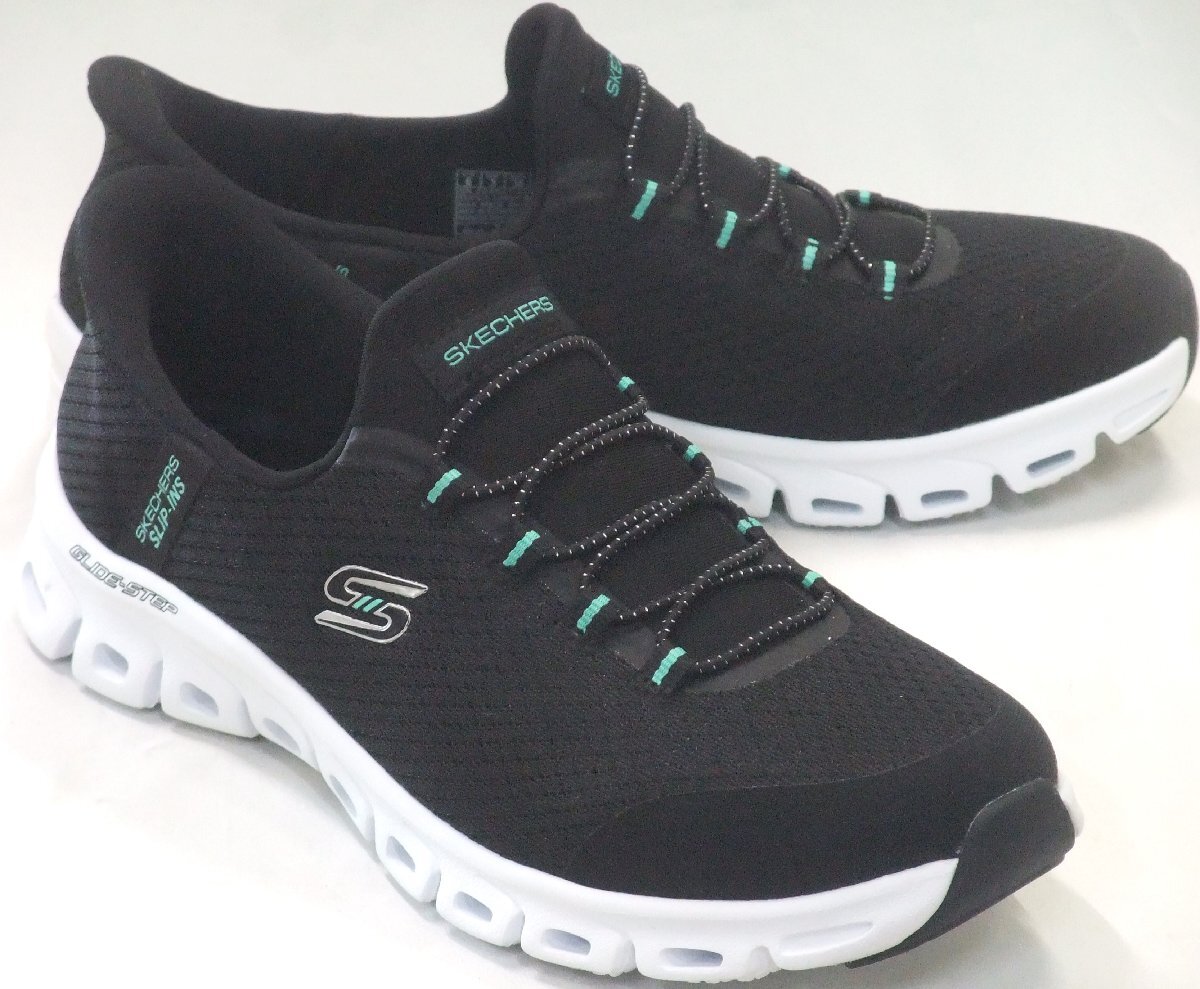 送料無料 スケッチャーズ GLIDE-STEP-PURSUIT スリップインズ ブラック/ターコイズ 23.0cm ハンズフリー スリッポン スニーカー 104547 BKT拍卖
