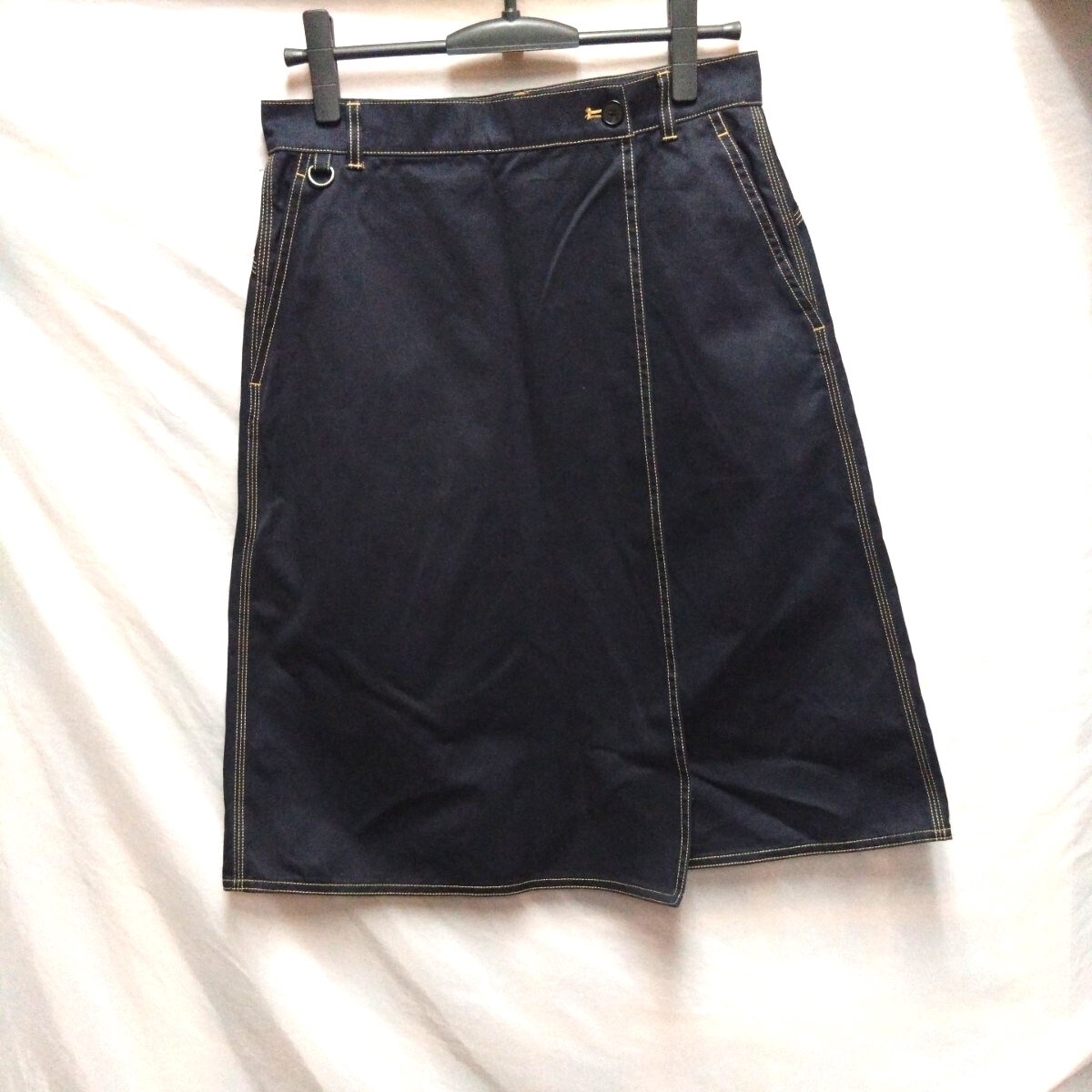 UNIQLO×JWANDERSON コラボ ユニクロ JWアンダーソン ラップスカート 巻きスカート デニム風 綿100% ワンポイント拍卖