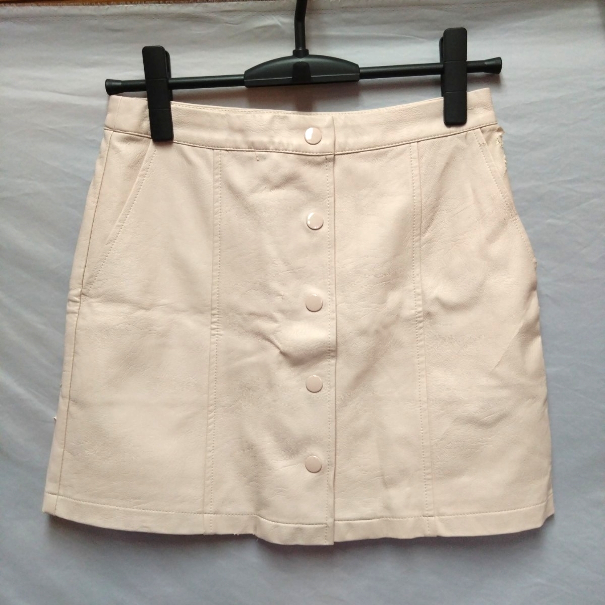 【難有】 FOREVER21 レザー調 ミニスカート ピンク系 Y2K リメイク素材 ハンドメイド素材にも拍卖