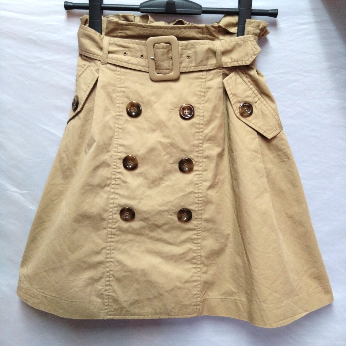 Bye Bye フロントボタン スカート 裏地付 ブラウン系 ウエスト調整ベルト付 Mサイズ バイバイ ヤフオクにも多数出品拍卖