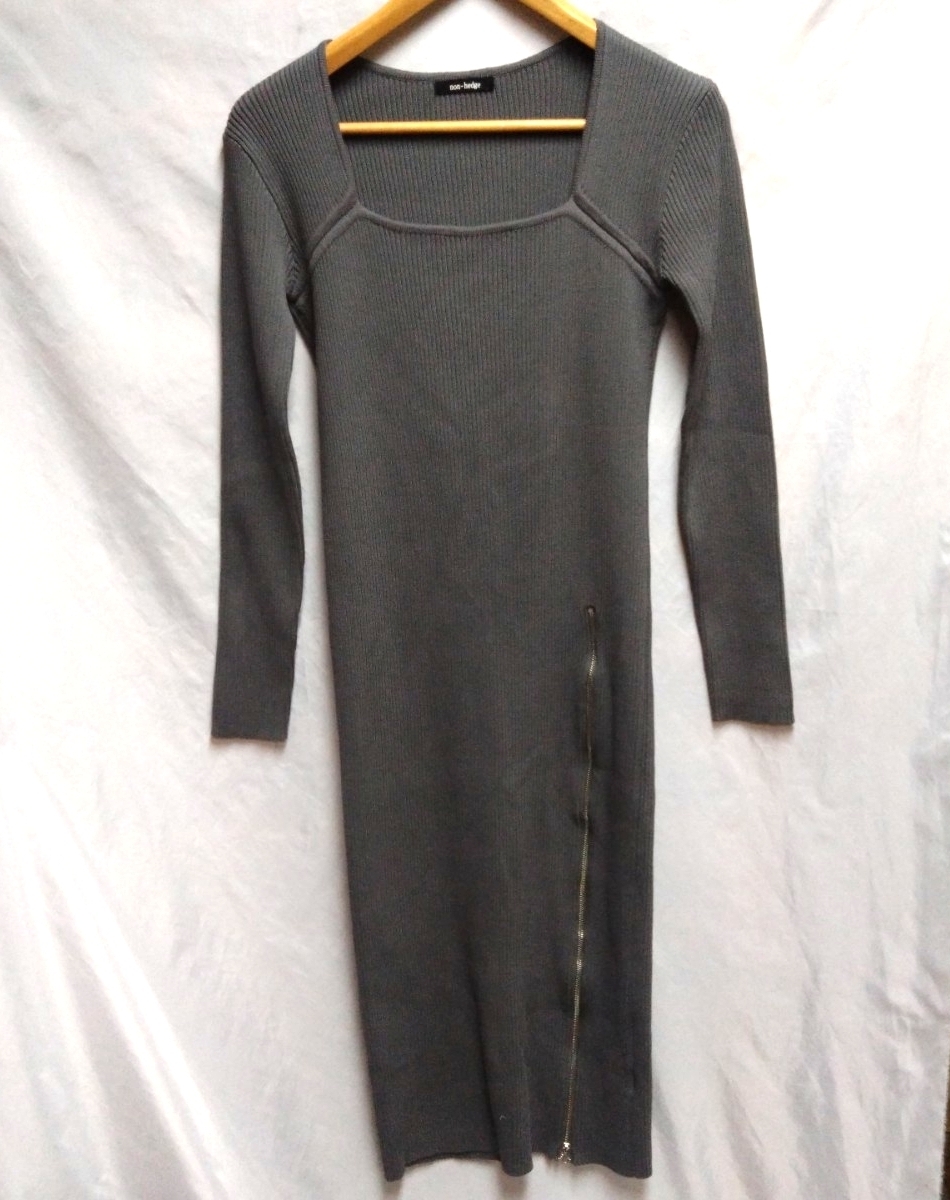 non-hedge ニット ワンピース グレー系 チャックスリット オールインワン スレンダー 伸縮性抜群 ノンヘッジ 43 40 110拍卖