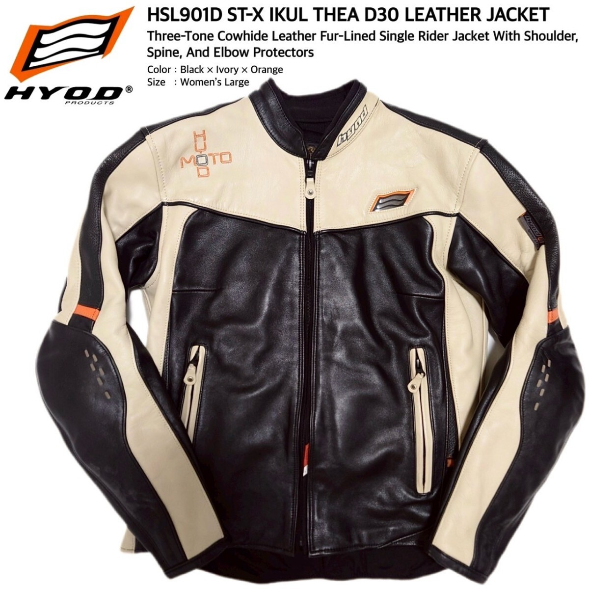 HYOD ヒョウドウ IKUL THEA D30 肩脊椎肘プロテクター装備 3トーンカウレザーファーライナーシングルライダースジャケット Women’s L 美品拍卖