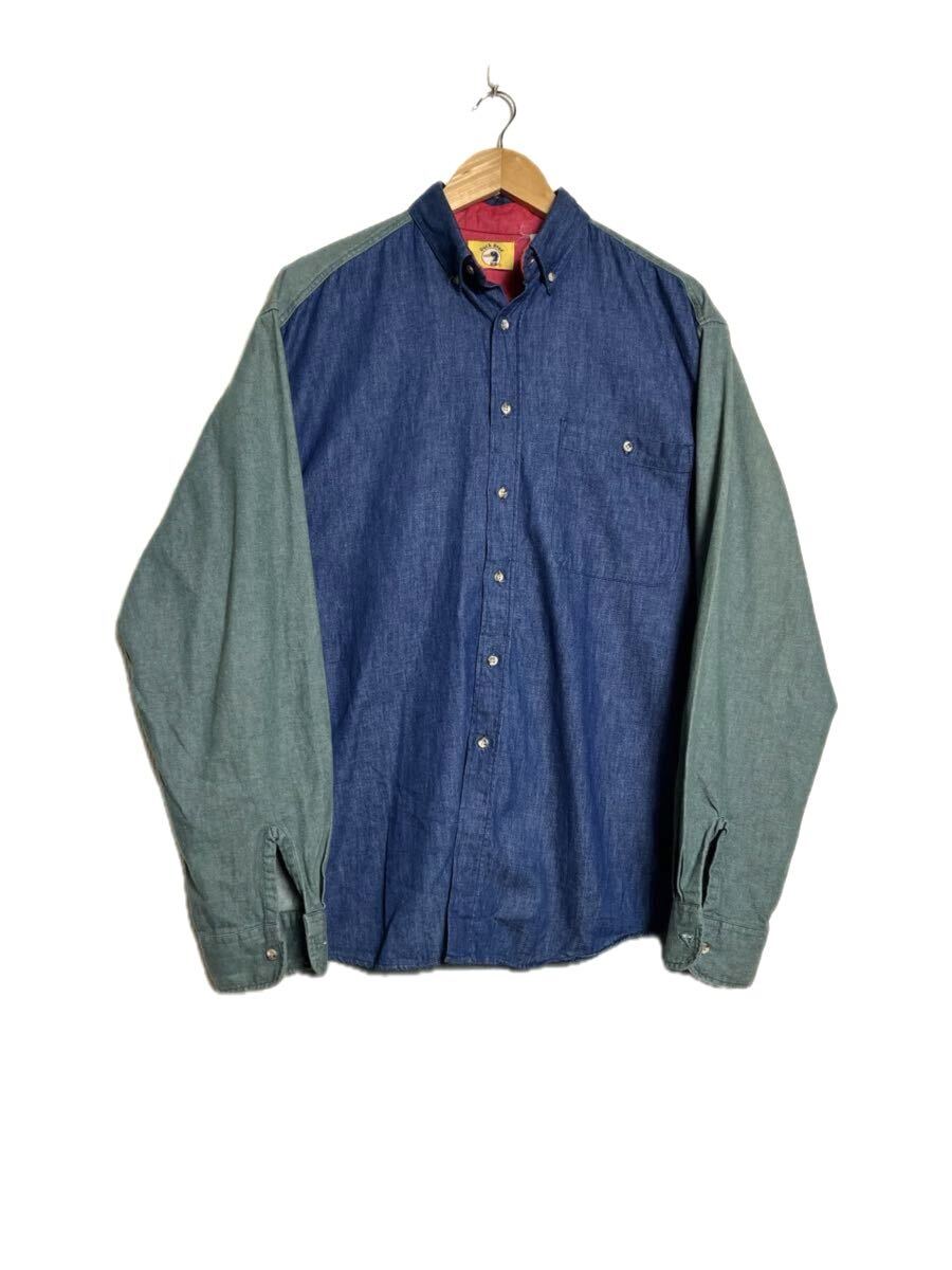 80s USA製 ビンテージ DUCK HEAD オールデニム 好配色 マルチカラー BD 長袖シャツ ダックヘッド 切り替え /クレイジー ダンガリー拍卖