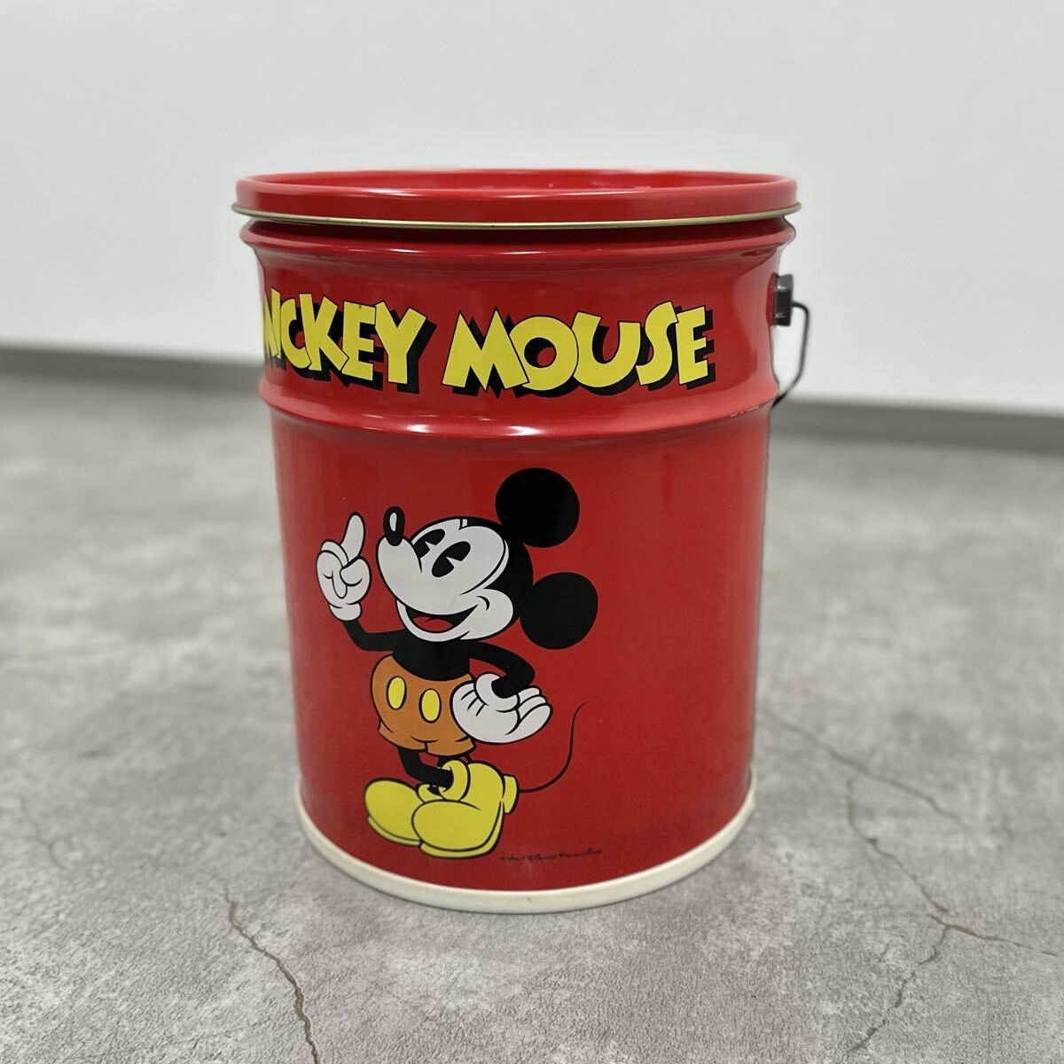 SNT957 MICKEY MOUSE ミッキーマウス ペール缶 ブリキ缶 Disney ビンテージ アンティーク 雑貨 インテリア 昭和レトロ スツール缶 当時物拍卖
