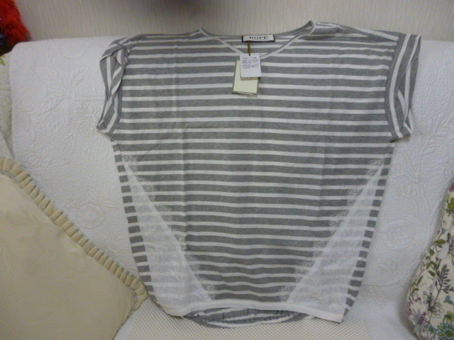 保管品 汚れあり☆未使用 ROPE☆ロペ 半袖 Tシャツ カットソー レース M拍卖