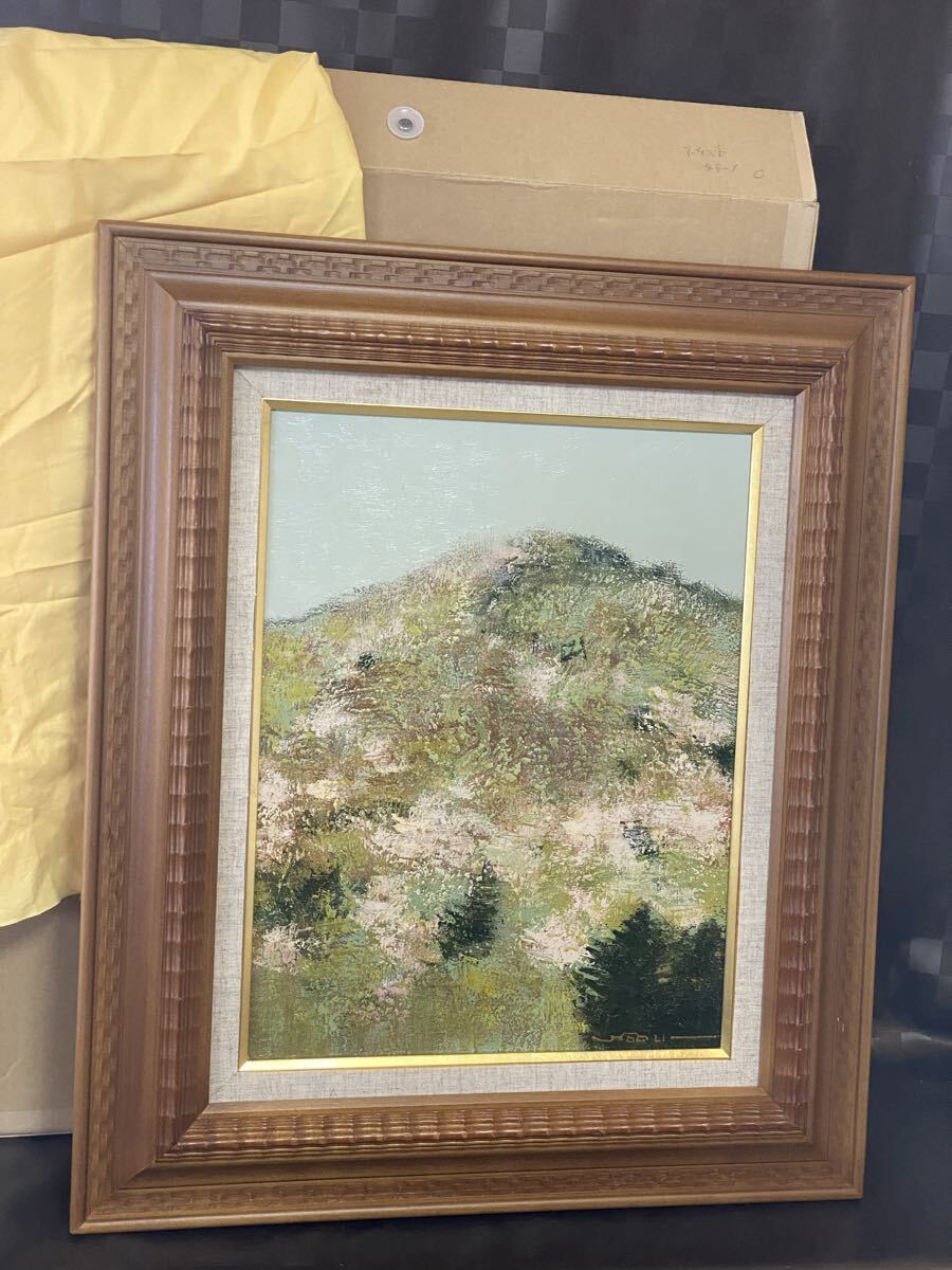 真作 油彩画 油絵 生田信行 【春声】 風景画 F6号 岩手県 額縁 額装 インテリア拍卖