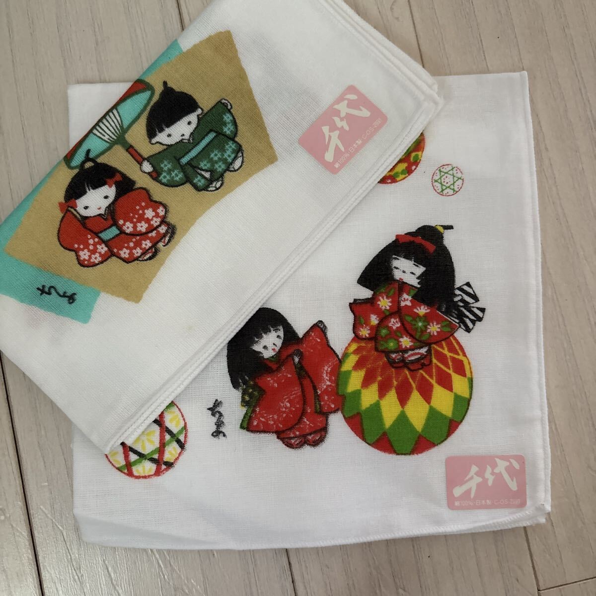 ハンカチ 和柄 ガーゼ(綿100%)新品 2枚セット拍卖