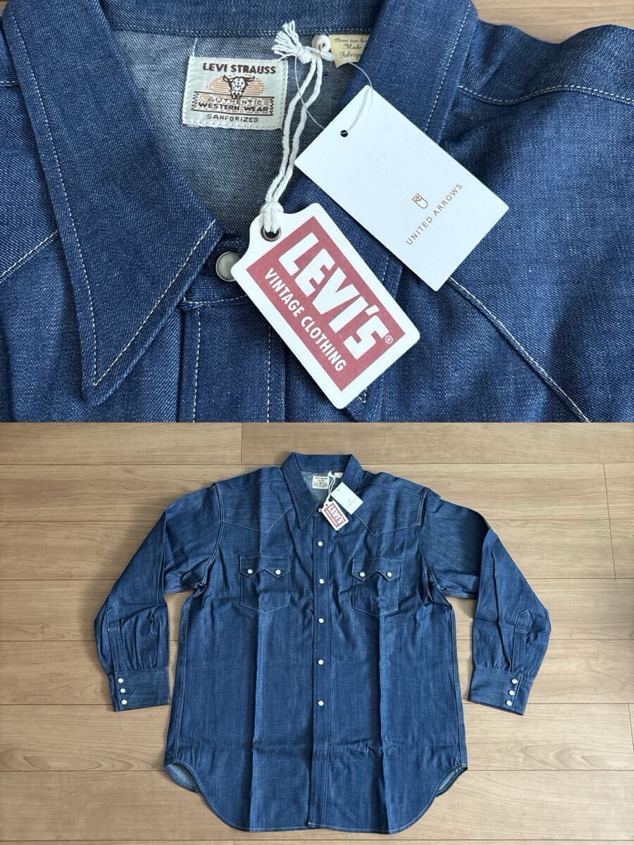 【新品タグ付】LEVI’S VINTAGE CLOTHING Shorthorn Shirt 001L7-0002 XL リジッド ウエスタン LVC リーバイス ビンテージクロージング拍卖
