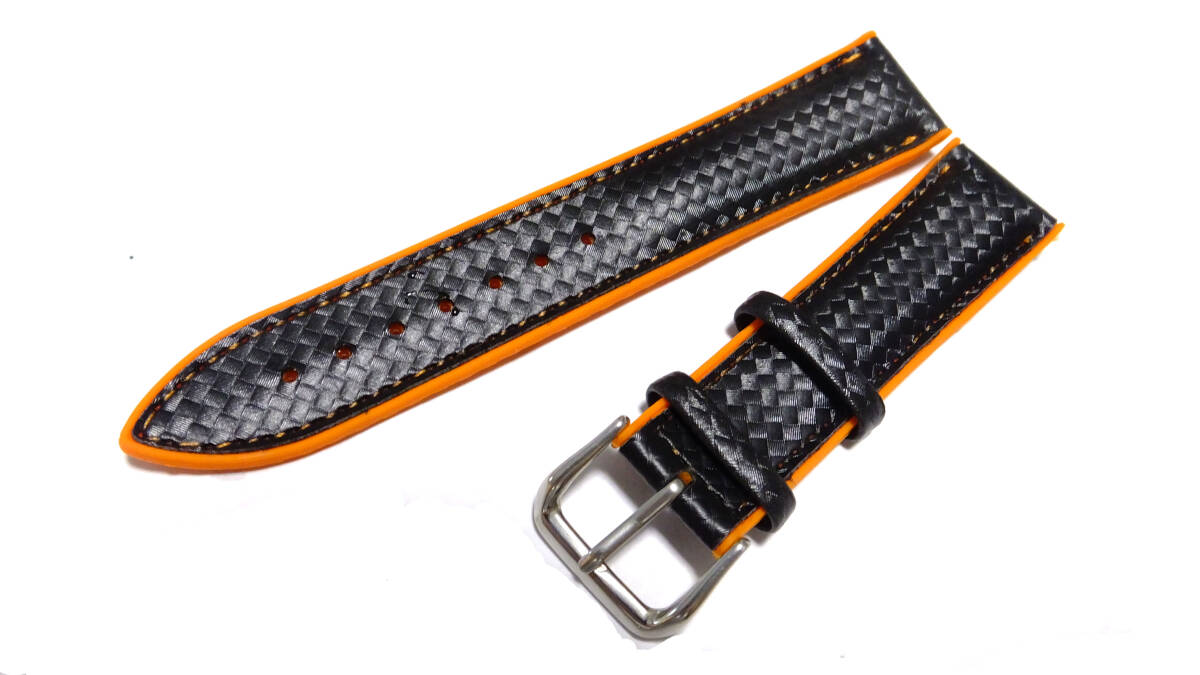 シリコンラバー&ナイロンファイバー 黒&オレンジ 20mm K0115O20 拍卖