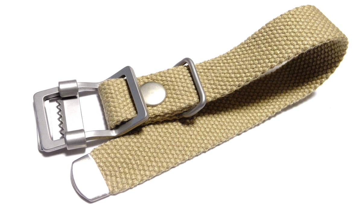 ミリタリーバックル 帆布ストラップ 希少品 ベージュ系 19,20mm 4HMPMIL33拍卖