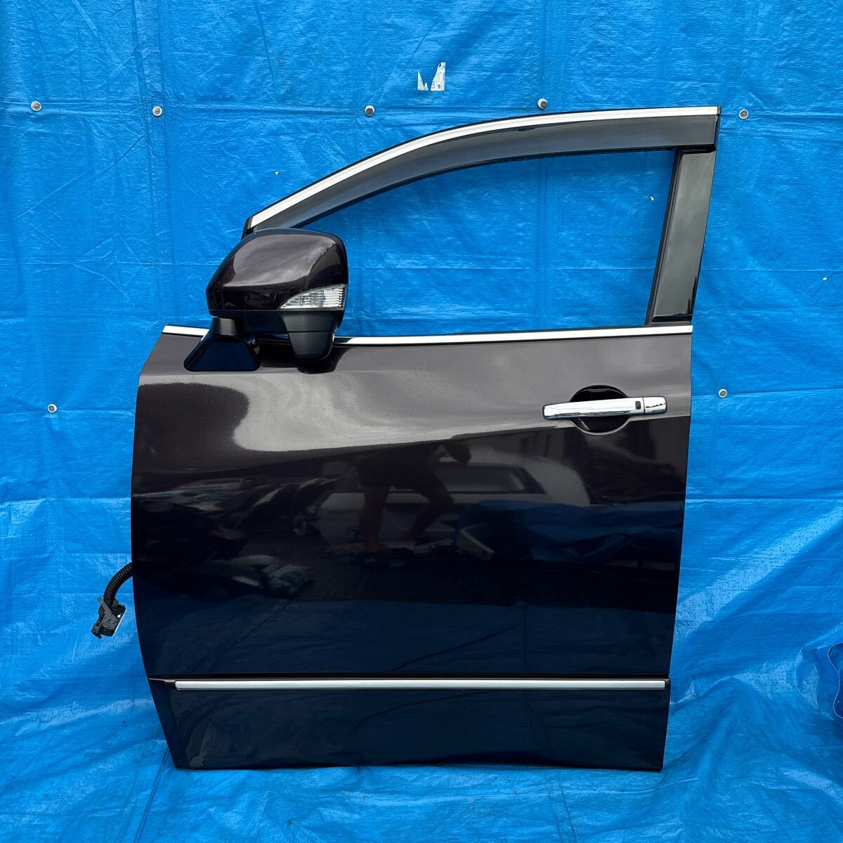 ◆ニッサン エルグランド《PE52 PNE52 TE52 TNE52 E52》 純正 フロント ドア 左 (助手席側) プロテクター付き ドアミラー付き カラー LAE◆拍卖