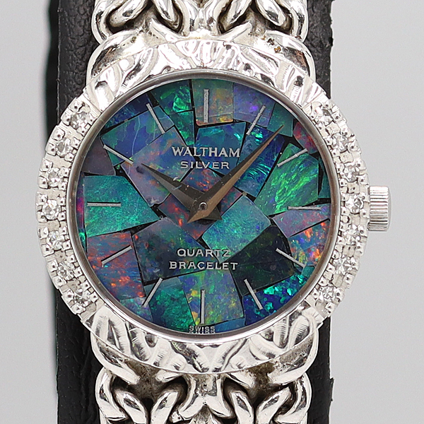 デッドストック級 ウォルサム 37 56106 57 SV925 オパールモザイク文字盤 QZ レディース腕時計 2000000 NSK KTU ABC16094拍卖