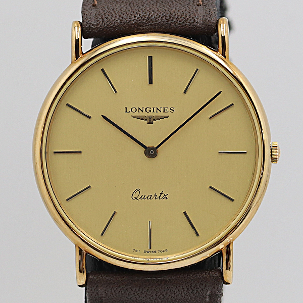 デッドストック級 保付 ロンジン 761.70252121 金文字盤 ラウンド QZ メンズ腕時計 NSY14787ABC 0275000 1ANT拍卖