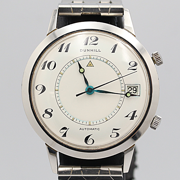 デッドストック級 ダンヒル メモボックス 855 白文字盤 デイト アラーム AT/自動巻 ヴィンテージ メンズ腕時計 NSY14811ABC 0045430 1ERT拍卖