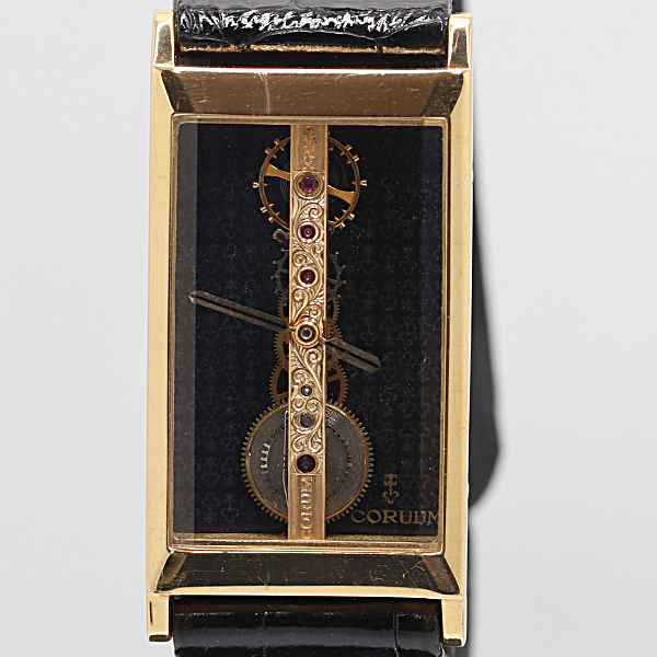 デットストック級 コルム ゴールデンブリッジ 18K/750/YG 手巻 ブラック文字盤 レディース腕時計 0005940 3JWT 15557 ABC KMR拍卖