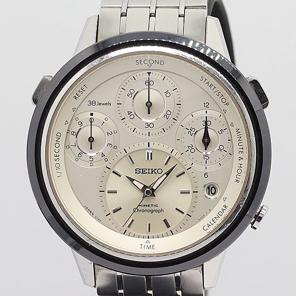 デッドストック級 コマ3付 300本限定 セイコー キネティック 9T82-0AE0 クラウン クロノ シルバー文字盤 メンズ腕時計 STU 348ABC0189410拍卖