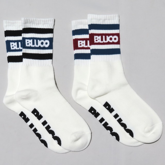 2足セット BLUCO ブルコ 2-PACK SOX -Line- WHITE/NAVY・WHITE/BURGUNDY ソックス 靴下拍卖
