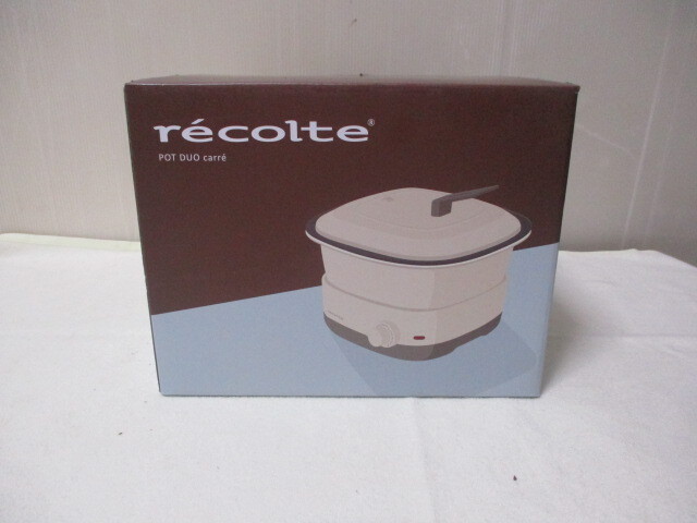 G∀171 グリル鍋 レコルト ポットデュオ キャレ RPD-4-W クリームホワイト 未使用品 recolte 検:卓上電気小鍋/調理鍋/電気鍋/焼く/揚げる拍卖