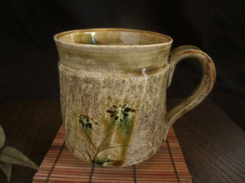 マグカップ 黄瀬戸 削り 小花文 マグカップ 玉樹窯 三宅命次作 MY-468拍卖