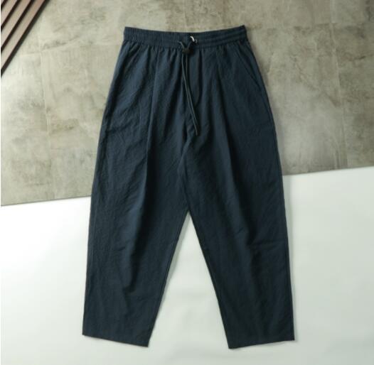 人気推薦 シアサッカー ワイドパンツ メンズ バギーパンツ カジュアルパンツ サルエル イージーパンツ ウエストゴム ロングパンツ/紺拍卖