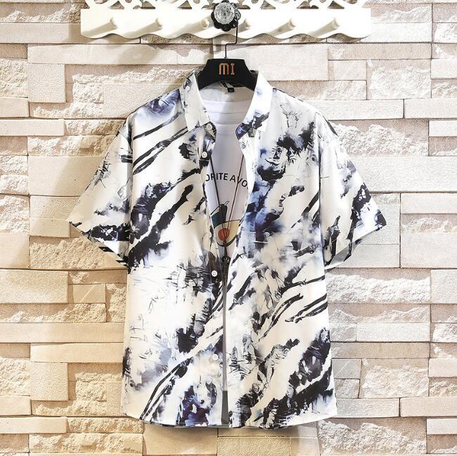 大人気メンズ夏物 100% ポリアミド 半袖シャツ ゆったりフィット カジュアル 薄手 メンズ半袖花柄シャツSIZE:M拍卖