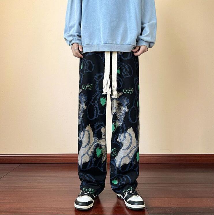 上質 メンズ ズボン スポーツパンツ 総柄 大きいサイズ ウエストゴム 長ズボン 春夏 薄手 ゆったり カジュアル(2色M-3XL)拍卖