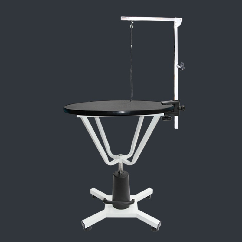 新品未使用油圧式 昇降機能付き トリミングテーブル アーム付属 小型犬から中型犬まで対応 台面直径 70cm拍卖