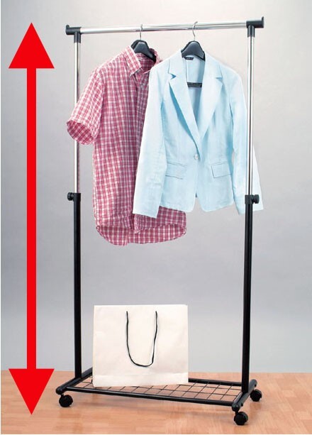 ハンガーラック パイプハンガー シングル 洋服 コート ハンガー ラック 上下 伸縮 キャスター付き ネット棚付き 収納 ポイント利用拍卖