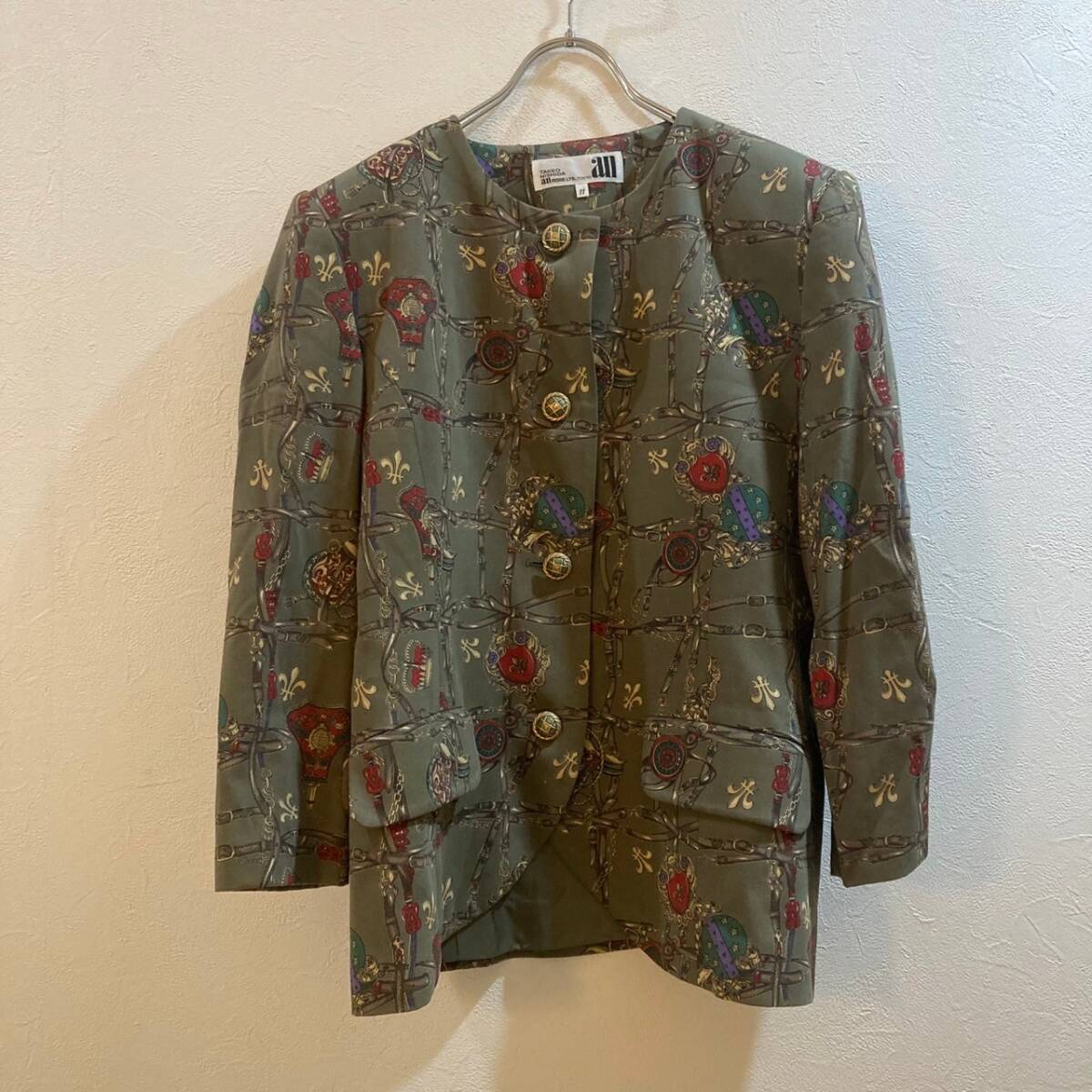 TAKEO NISHIDA/タケオ ニシダ 長袖総柄ジャケット カーキ レディース 11号拍卖