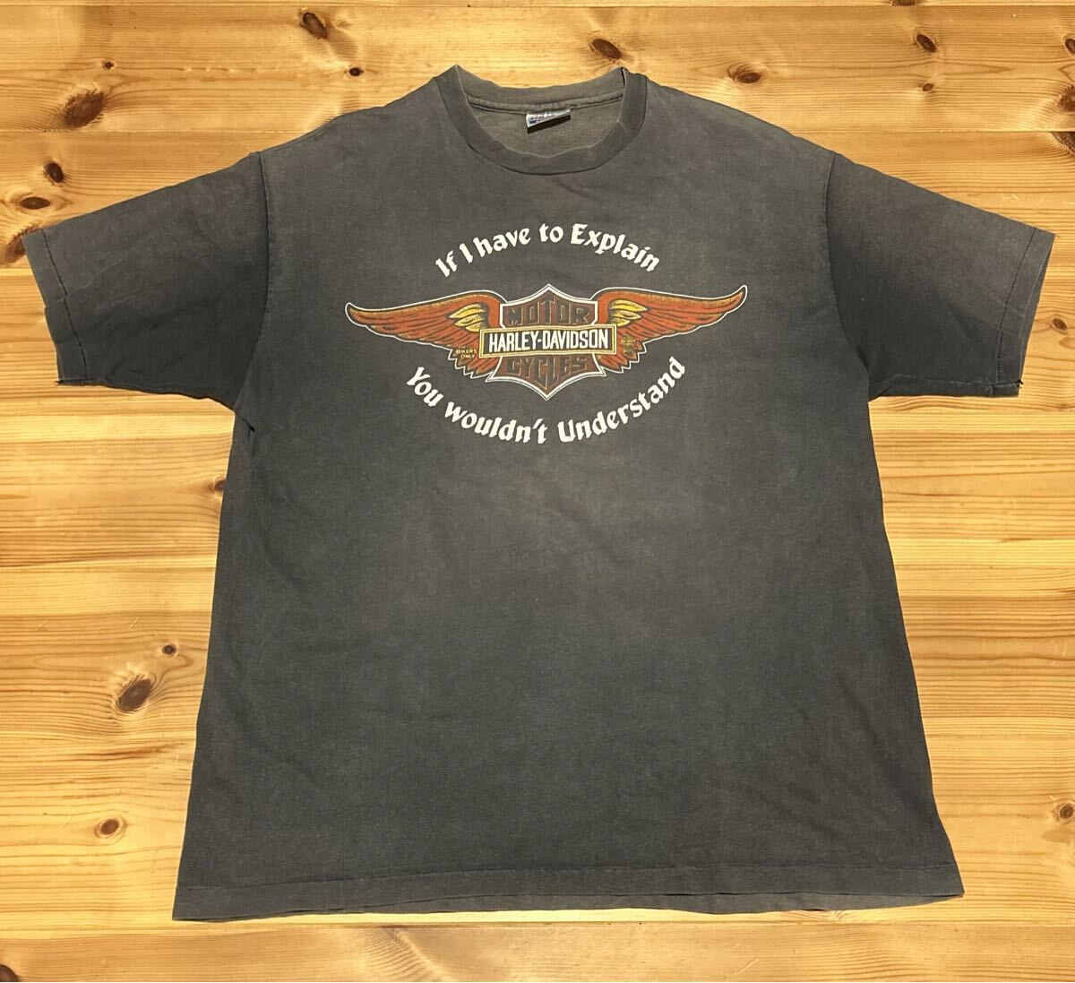 80s ビンテージ ハーレー tシャツ XL スミクロ フェード 90s 70s スポーツスター ナックル パン ショベル アイアン チョッパー 拍卖