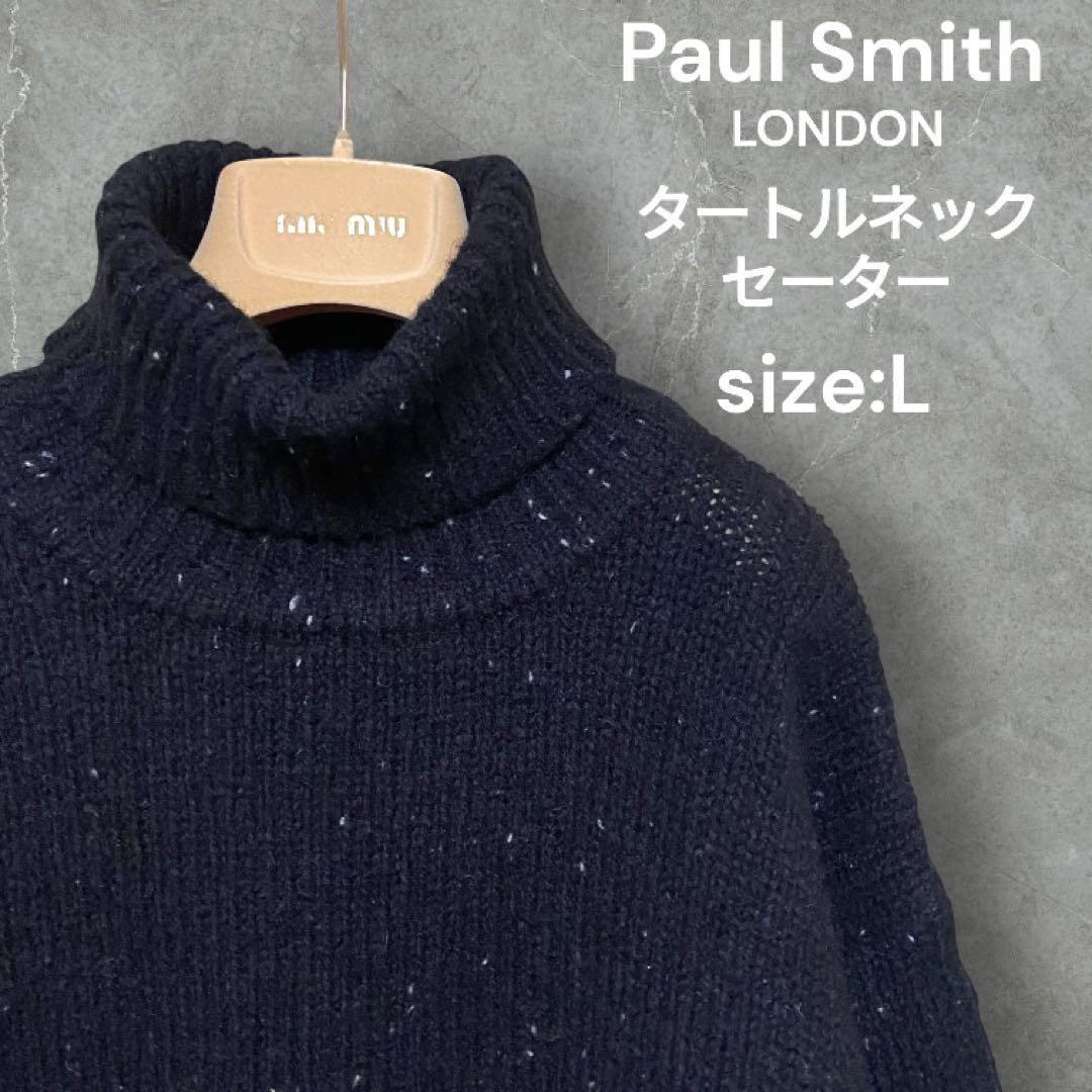 【人気】Paul Smith タートルネックセーター size:L ブラック ポールスミス ロンドン 長袖 ウール 毛 厚手 日本製 大きめ メンズ拍卖