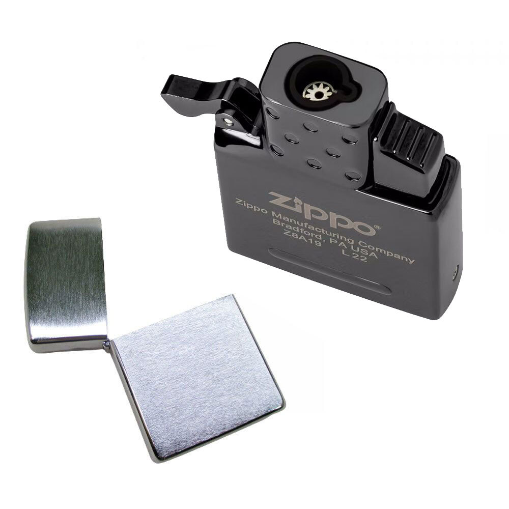 ジッポー 純正品 交換用インサイドユニット ガスライター/シングルトーチ/ブラック ガスなしタイプとジッポー#200のケースのセット拍卖