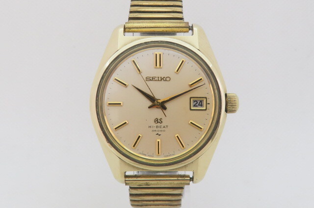 1円~【動作品】良品 SEIKO セイコー GS グランドセイコー ハイビート 36000 4522-8000 手巻 MT デイト メダリオン メンズ腕時計 9-8-1拍卖