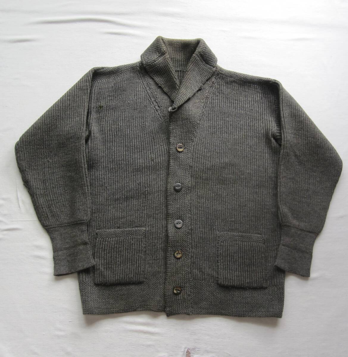☆20s ショールカラー カーディガン / 1930s 20's 30s ビンテージ ハトメ ウール vintage ブラウンズビーチ 拍卖