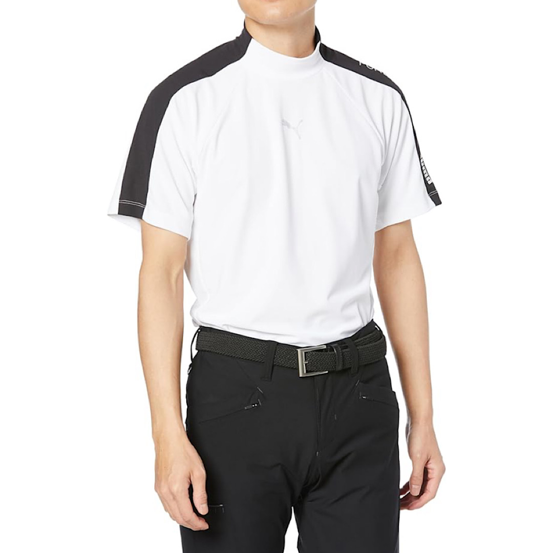 【新品】プーマ ゴルフ 半袖 モックネック シャツ Lサイズ 白 ホワイト アイスライブ ストレッチ 62760604 メンズ ゴルフシャツ拍卖