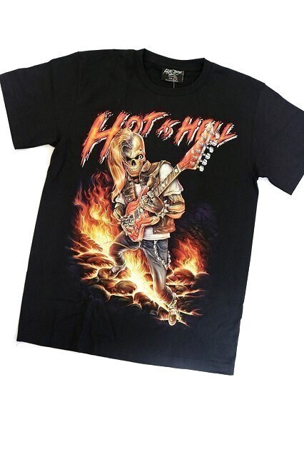 【新品】HOT as HELL 3D Tシャツ 半袖【M】黒◆SKULL 骸骨 ロック バンド ヘビメタ ヒップホップ DJ ポップス ホット アズ ヘル拍卖