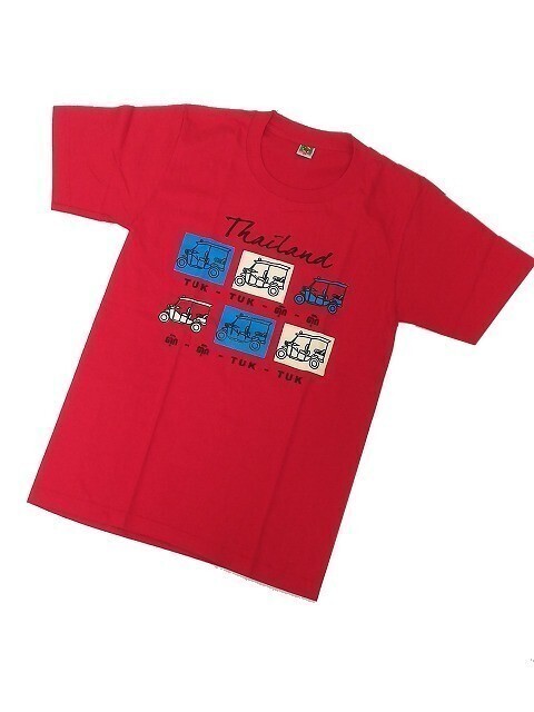 【新品】トゥクトゥク Tシャツ 半袖【M】赤/レッド◆TUK TUK THAI タイ THAI 乗り物 バイク 三輪 メンズ レディース拍卖
