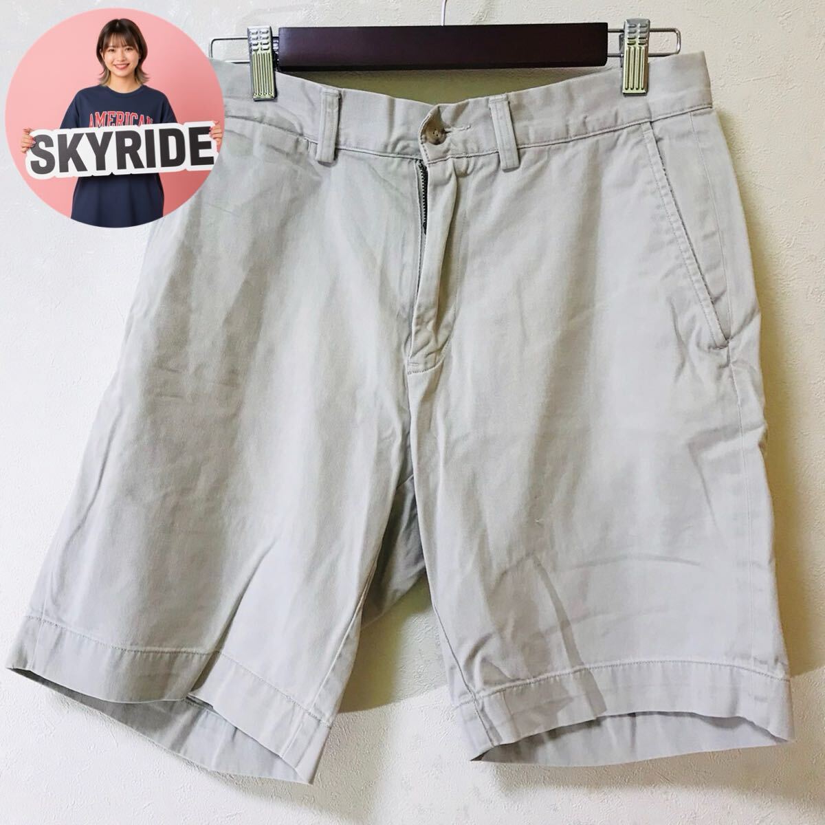 【人気】Polo Ralph Lauren ポロラルフローレン 00s メンズ ハーフパンツ ベージュ 30 クラシックフィット ワンポイントロゴ 古着 #TT0300拍卖