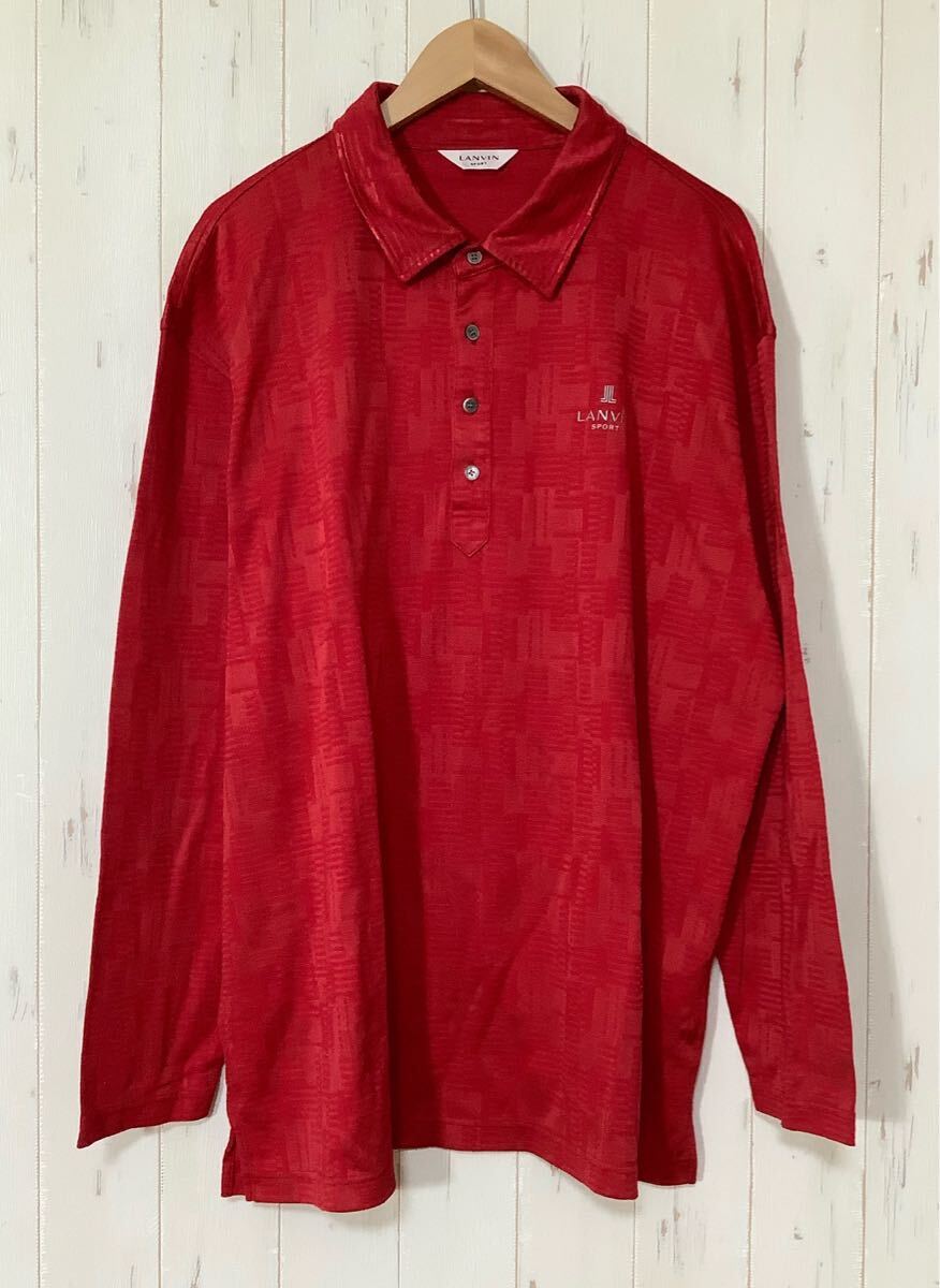 お1728 LANVIN SPORT ランバンスポーツ 長袖ポロシャツ レッド 日本製拍卖
