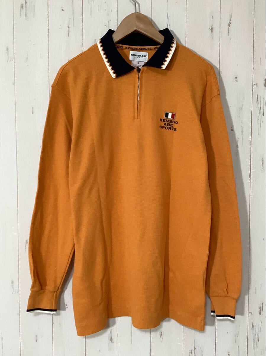 う1749 KENSHO ABE ケンショウアベ ハーフジップ 長袖シャツ 4 オレンジ 鹿の子 日本製拍卖