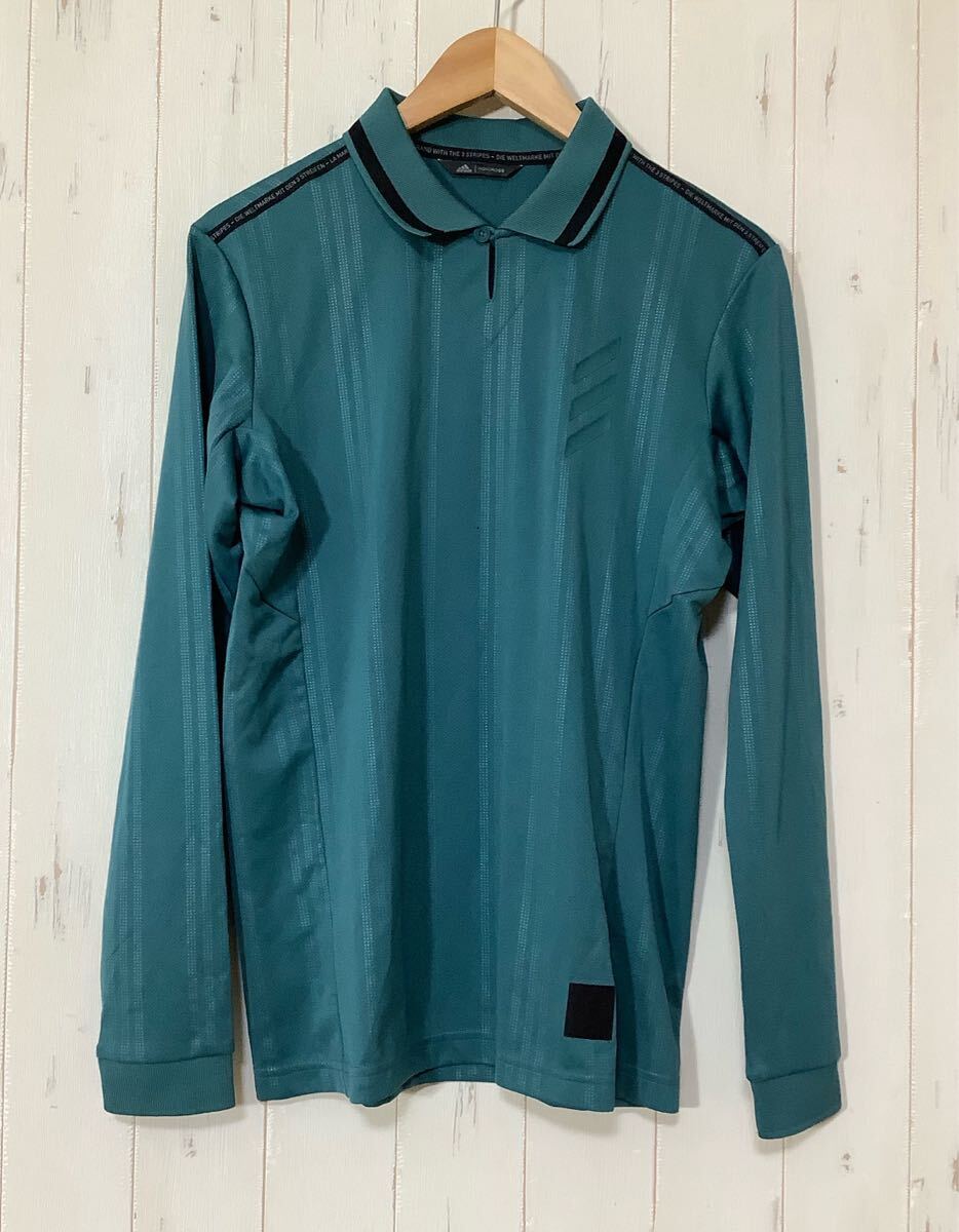い1779 adidas ADICROSS アディダス メッシュ長袖シャツ S グリーン系 拍卖