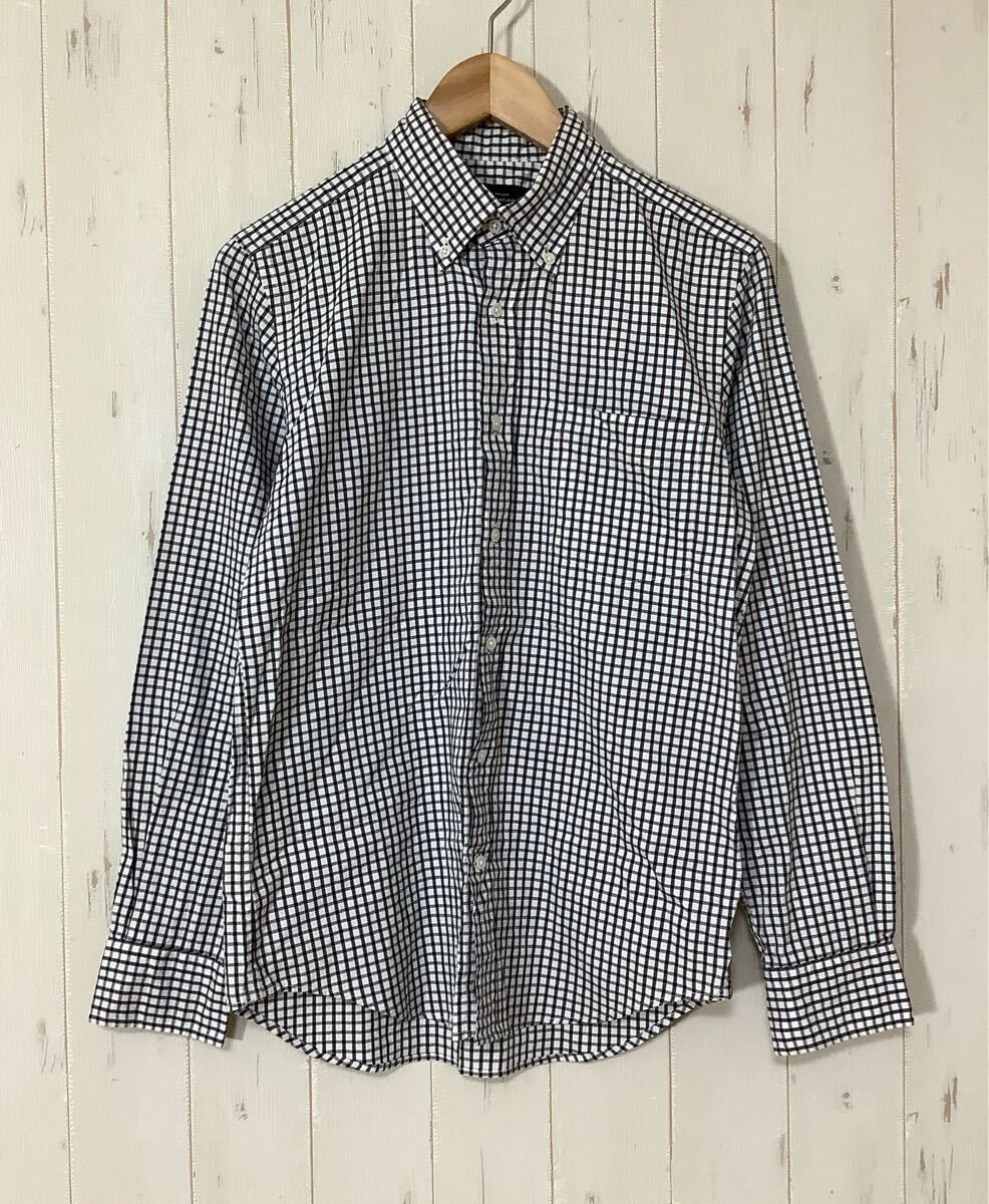 う1741 ユナイテッドアローズ グリーンレーベルリラクシング チェック 長袖シャツ S ホワイト系 ボタンダウン 拍卖