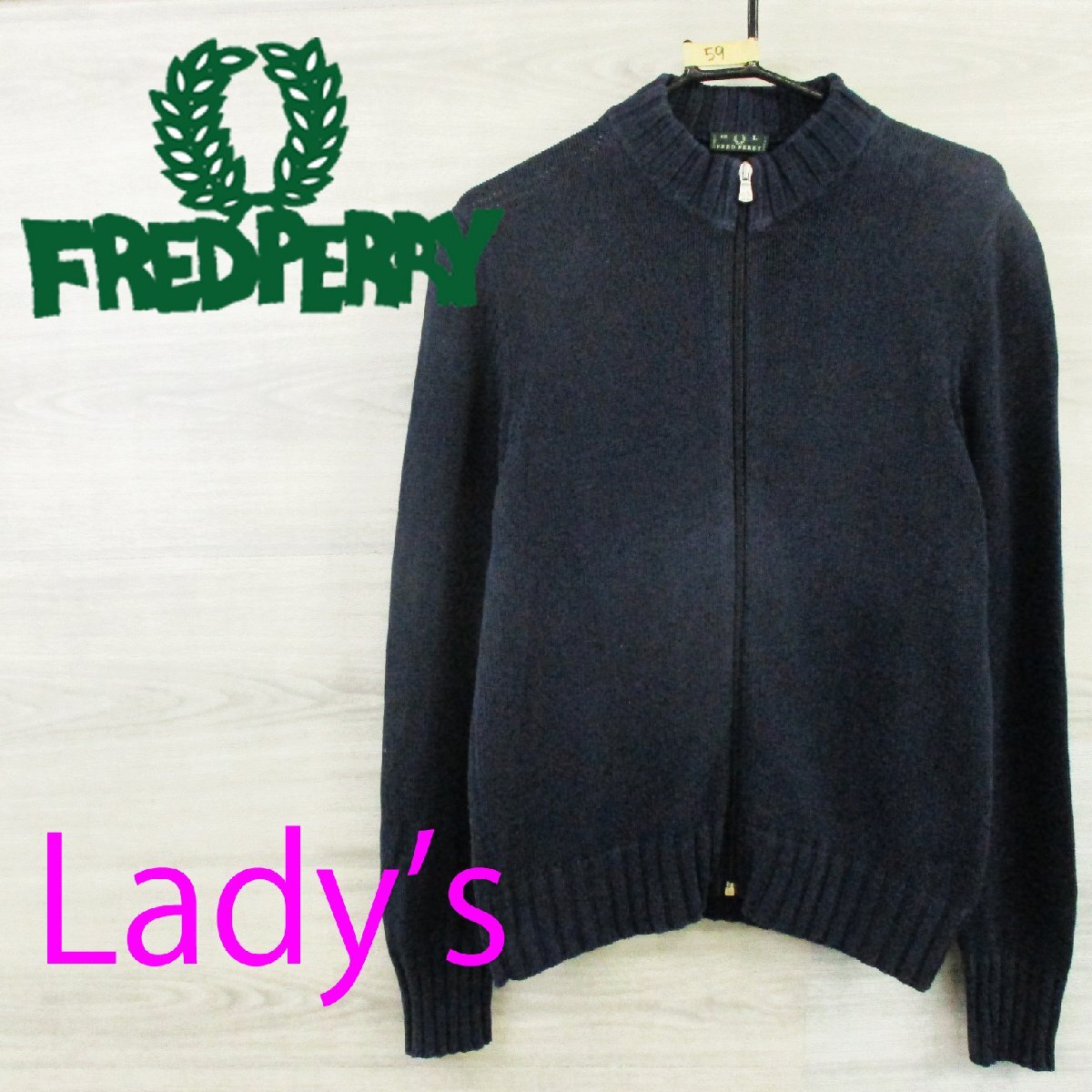 フレッドペリー イタリア製 レディース<ジップアップ ニット>M0059c拍卖